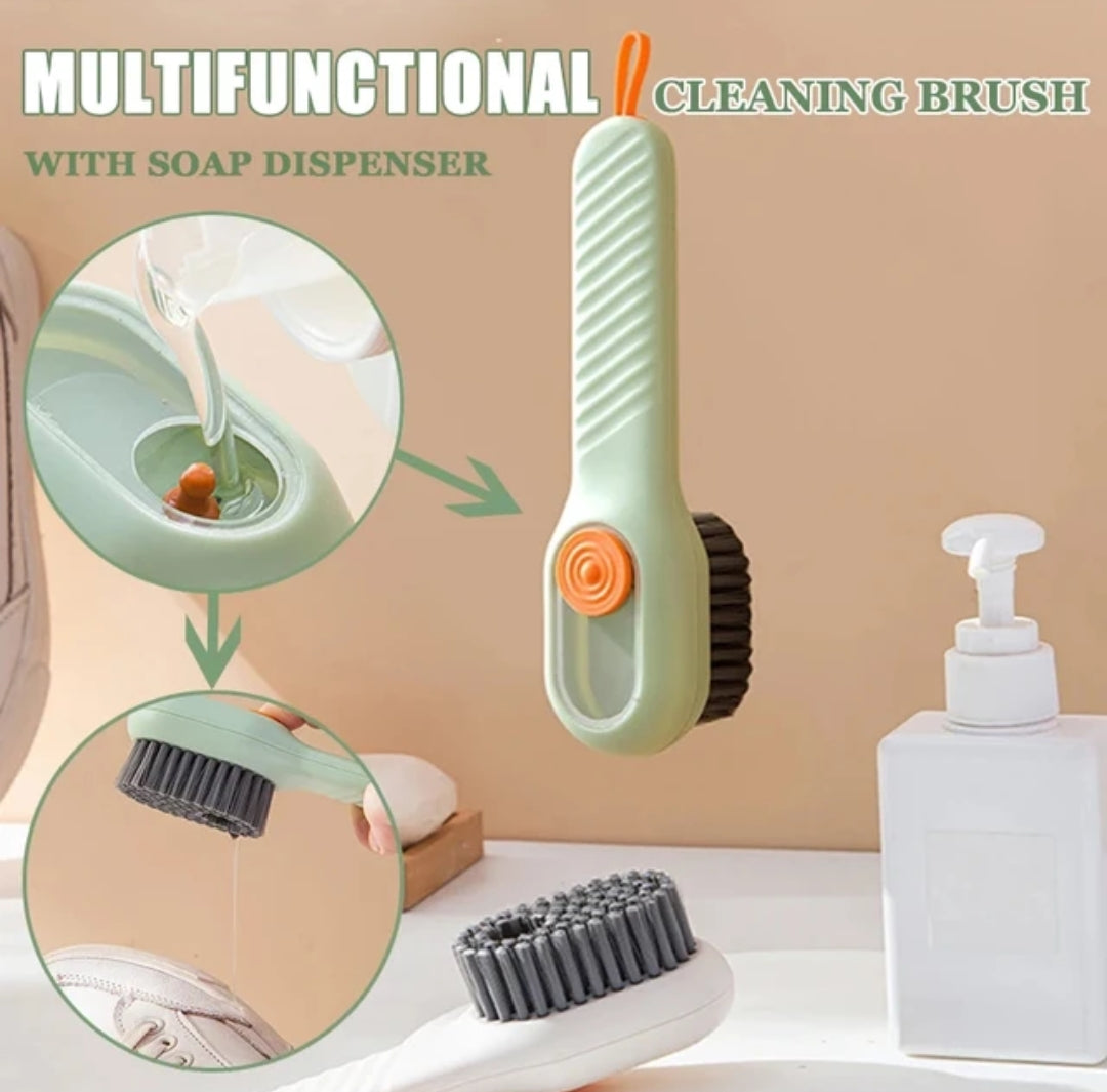 Multifunction Soft Bristled Cleaning Brush with Liquid Dispenser Shoe, Clothes, and Household Cleaning Tool