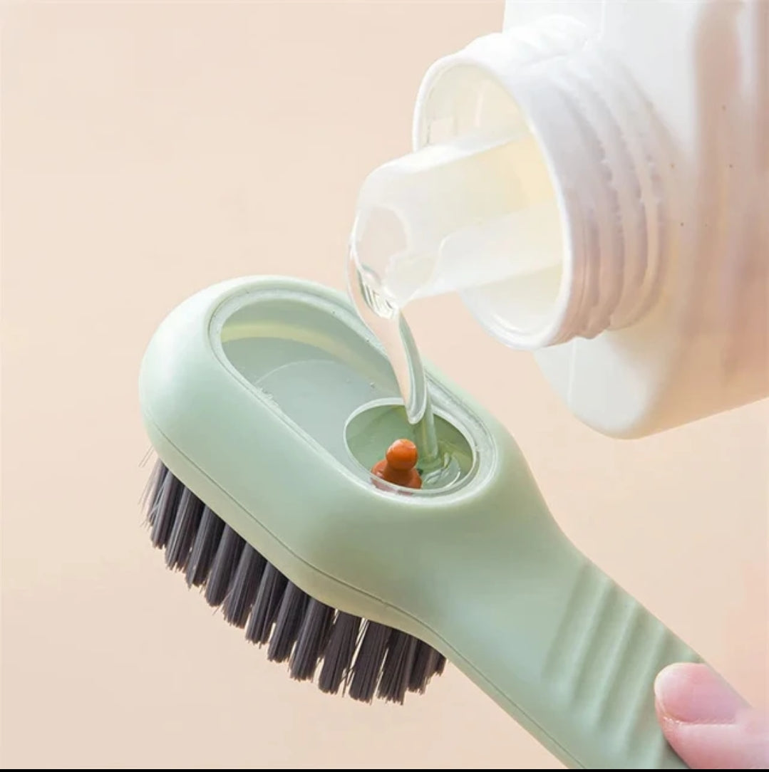 Multifunction Soft Bristled Cleaning Brush with Liquid Dispenser Shoe, Clothes, and Household Cleaning Tool