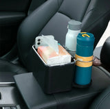 Multifunctional Car Organizer Box Large Capacity Rust proof Stainless Steel Auto Console Tissue and Storage Box, Beige