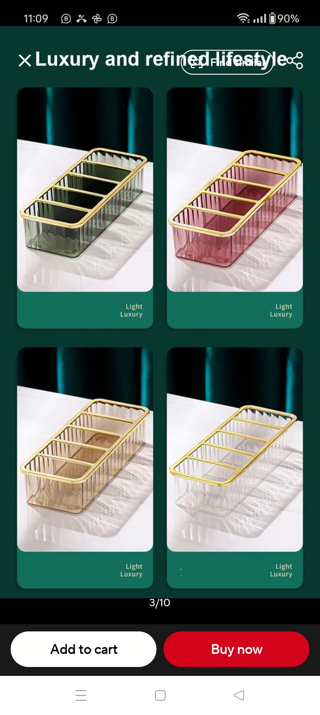 5 Grid Layered Acrylic Cosmetic Organizer Compact Makeup Storage Box for Vanity or Bathroom