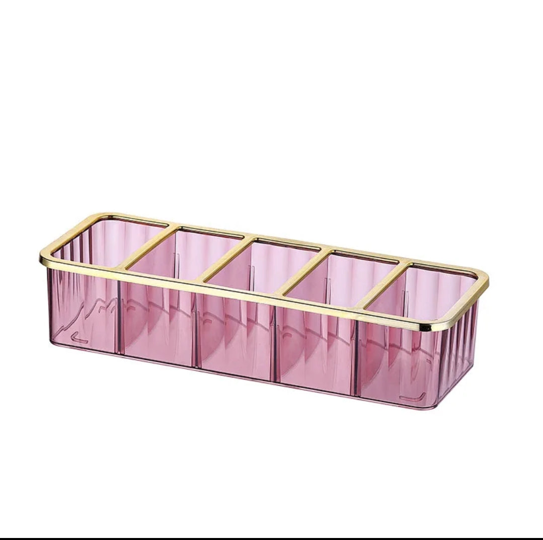 5 Grid Layered Acrylic Cosmetic Organizer Compact Makeup Storage Box for Vanity or Bathroom