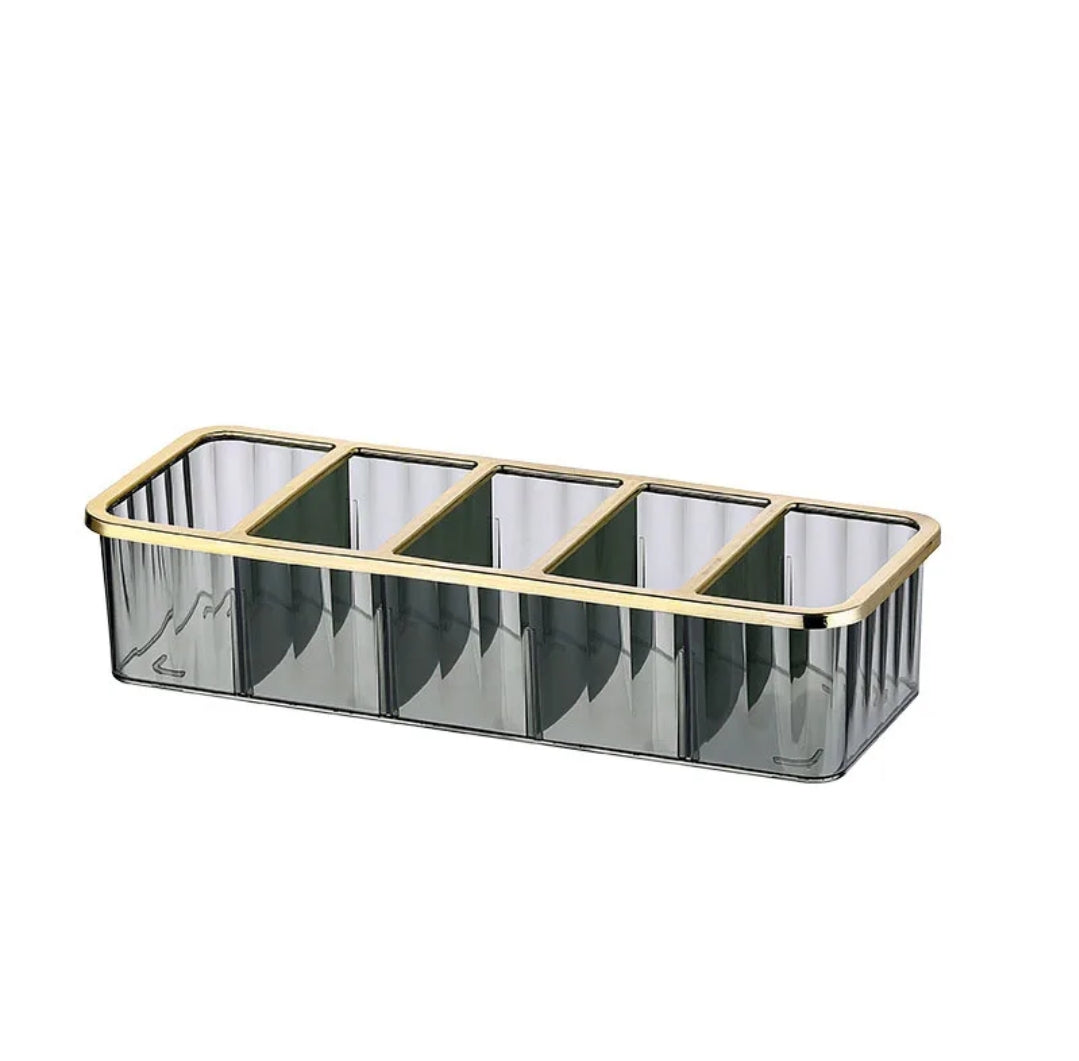 5 Grid Layered Acrylic Cosmetic Organizer Compact Makeup Storage Box for Vanity or Bathroom