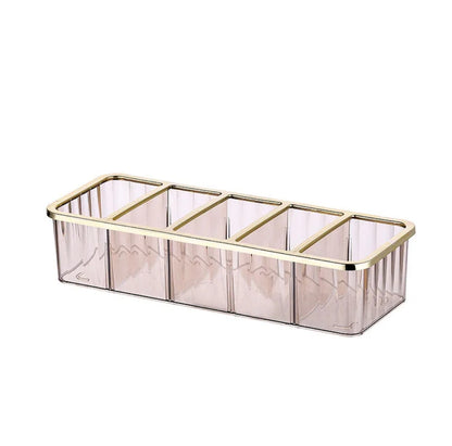 5 Grid Layered Acrylic Cosmetic Organizer Compact Makeup Storage Box for Vanity or Bathroom