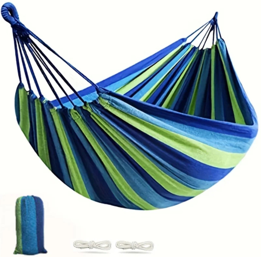 Stripped Outdoor Hammock  Heavy Load Bearing, 2 Person Capacity for Camping, Backyard, and Travel