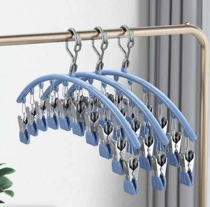 10 Pegs Stainless Steel Clothes Drying Hanger Windproof Clothing Rack Clips for Socks and Underwear Holder