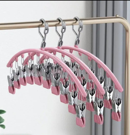 10 Pegs Stainless Steel Clothes Drying Hanger Windproof Clothing Rack Clips for Socks and Underwear Holder