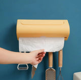 3 in 1 Kitchen Tissue and Cling Foil Dispenser Wall Mounted Roll Holder for Cling Film, Foil, and Paper Towels