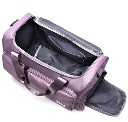 Water Resistant Pocket Front Gym Duffel Bag with Shoe Compartment 50cm x 28cm x 20cm, Double Handle Strap,Travel Bag,Shoe Compartment Bag