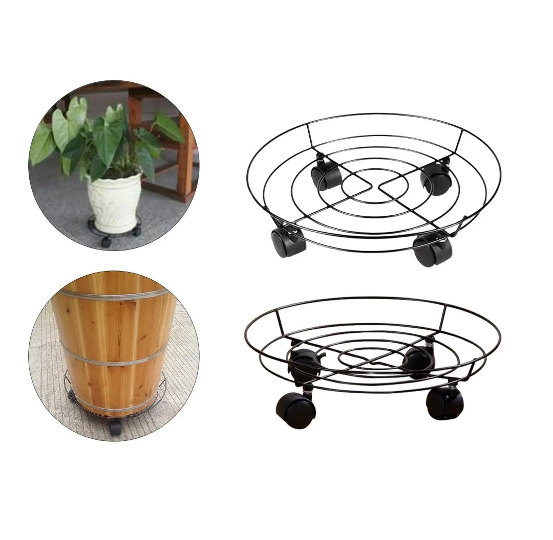 Heavy Duty Metallic Gas Cylinder Planter Movable Trolley with Wheels Large Size 36x9cm, Easy Storage Cleaning with Front Stoppers