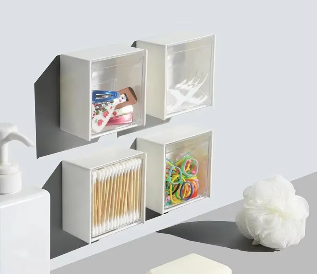 Plastic Wall Mounted Storage Box Dustproof Bathroom Organizer for Toiletries, Cosmetics, and Accessories