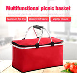 Picnic Foldable Insulated Portable Bag | Available in Black, Red, and Blue |  48x28x22 cm