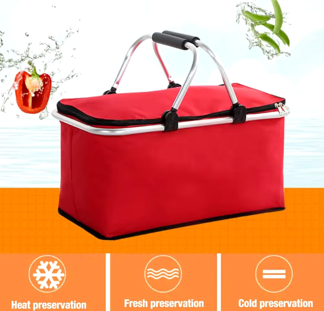 Picnic Foldable Insulated Portable Bag | Available in Black, Red, and Blue | Wholesale Price