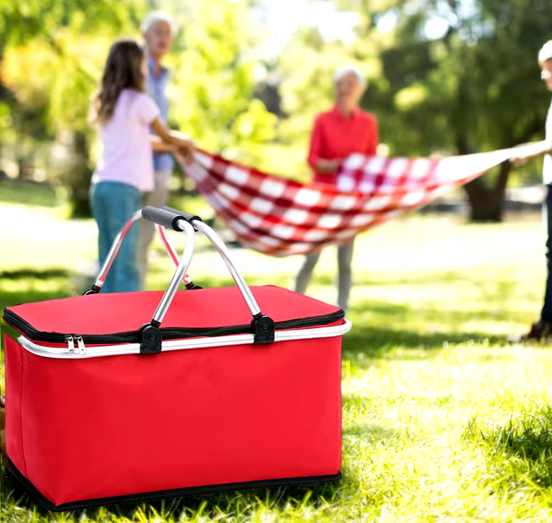 Picnic Foldable Insulated Portable Bag | Available in Black, Red, and Blue |  48x28x22 cm