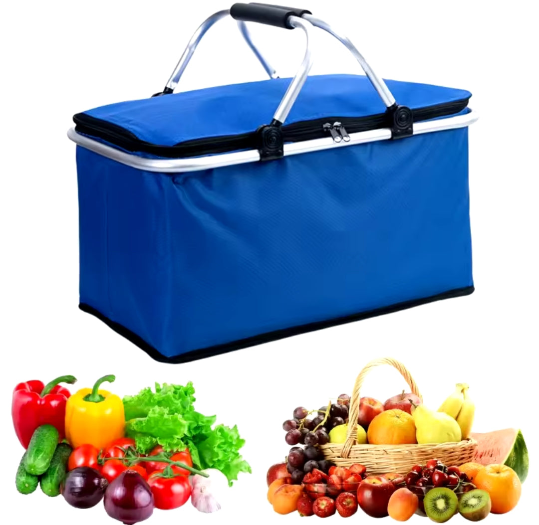 Picnic Foldable Insulated Portable Bag | Available in Black, Red, and Blue |  48x28x22 cm