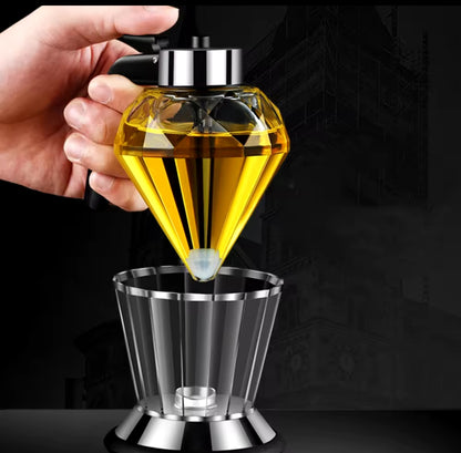 Exquisite Diamond Honey|Oil Dispenser | 200ml Glass + PP | Drip Free Dispenser for Olive Oil, Honey, Vinegar, Liquid Condiments