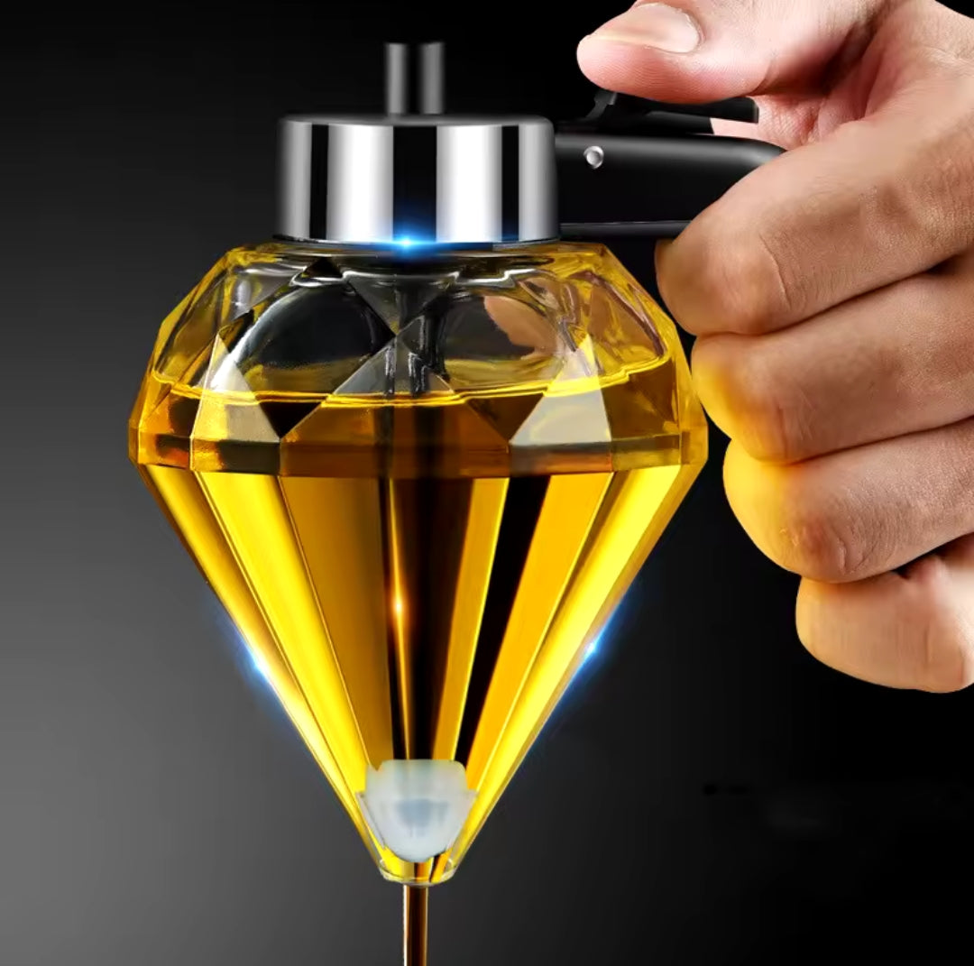 Exquisite Diamond Honey|Oil Dispenser | 200ml Glass + PP | Drip Free Dispenser for Olive Oil, Honey, Vinegar, Liquid Condiments