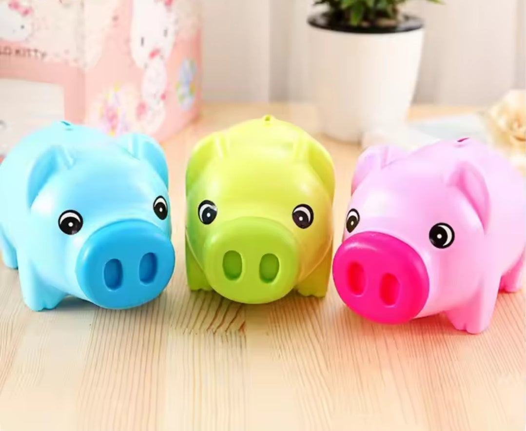 Piggy Banks  2 Types | Metallic with Padlock & Keys | Hard Plastic Pig Shape. available in multiple colours