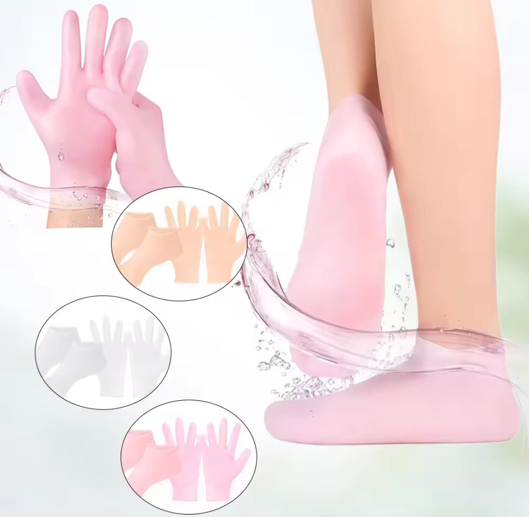 Hand & Foot Moisturizer Silicone Socks & Gloves | Hydrating Spa Treatment | Soft & Reusable