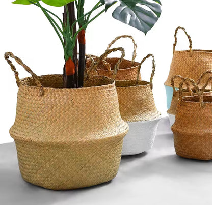 Firm Rattan Handmade Decorative Baskets Small Size, Natural Rustic Decor