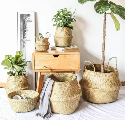 Firm Rattan Handmade Decorative Baskets Small Size, Natural Rustic Decor