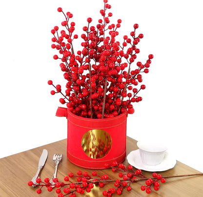 5pc Artificial Red Berry Bouquet | Christmas Decoration Flowers | Home Decor & Xmas Tree Ornaments Accessory