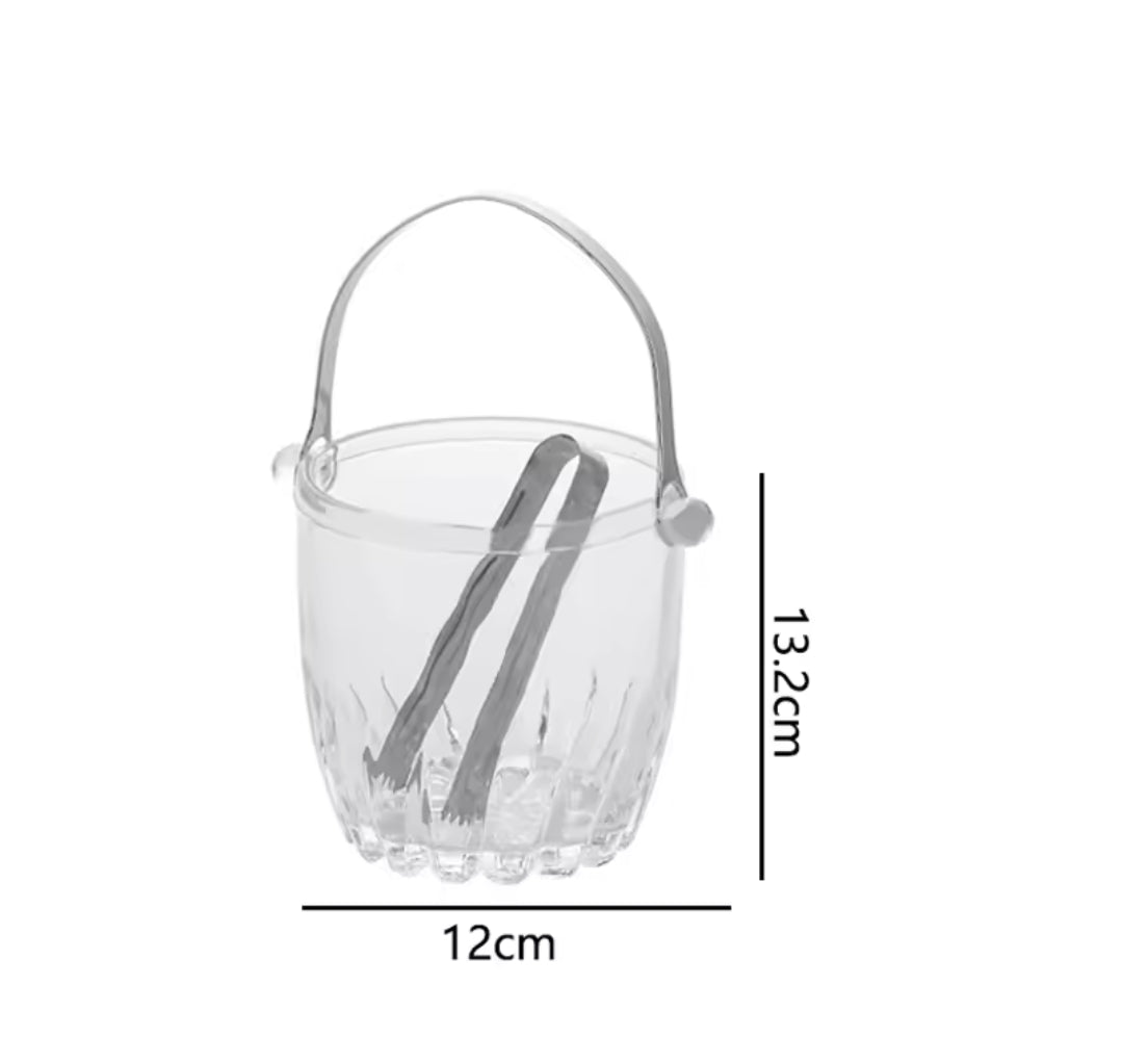 2 Piece Hard Glass Ice Bucket Set