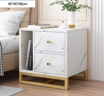 Luxury Side Table with Drawer Slate | Metal Legs