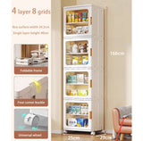 Storage Multilayer Cabinet with 3 Compartments  Adjustable Length (61-90cm) | 166cm (H) x 29cm (W) x 37cm (D)