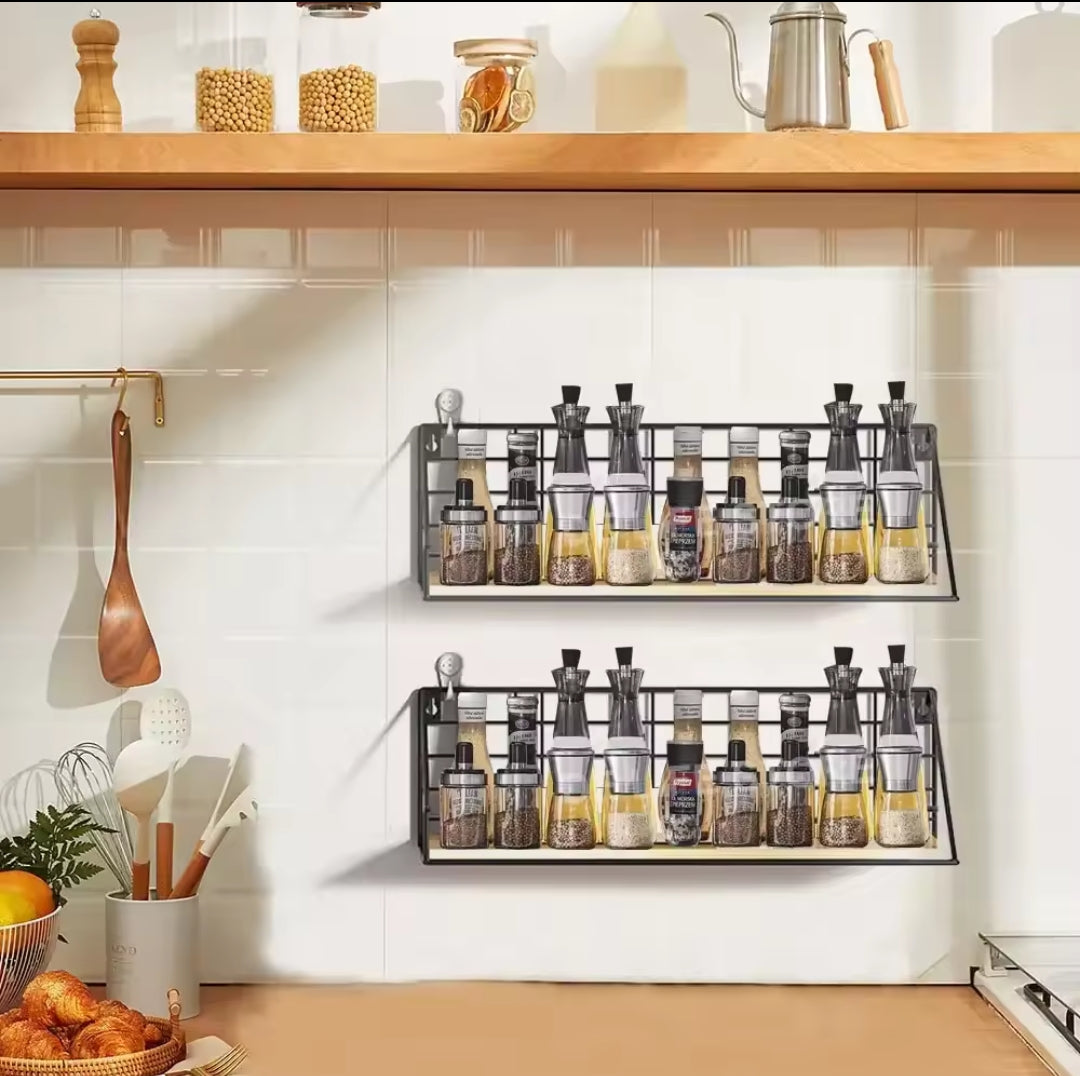 Wooden Spice Rack Wall Mounted Hanging Organizer Kitchen Seasoning Holder/size(14/5.5in*11/4.33in*35/13.78in)