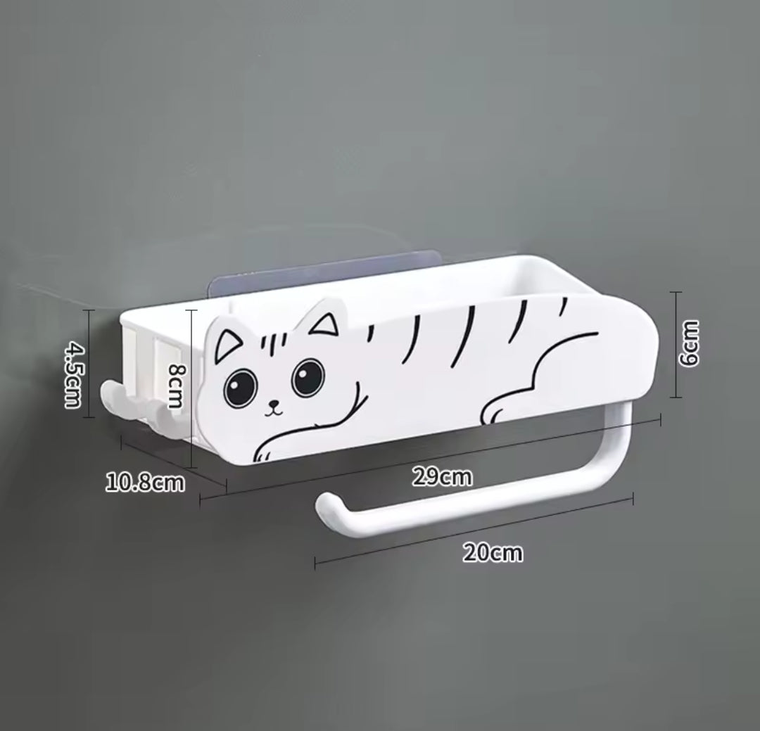 Cat Shaped Bathroom Organizer | Wall Mounted Space Saving Shelf for Bathroom Storage