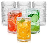 6|Piece Embossed Water/Juice Glass Set | 350ml, Dishwasher Safe