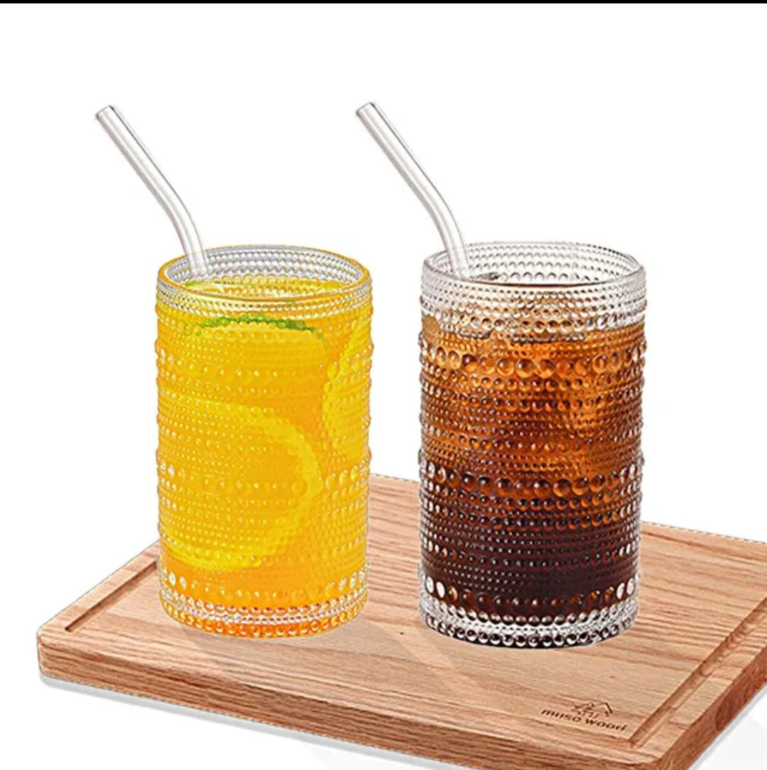 6|Piece Embossed Water/Juice Glass Set | 350ml, Dishwasher Safe