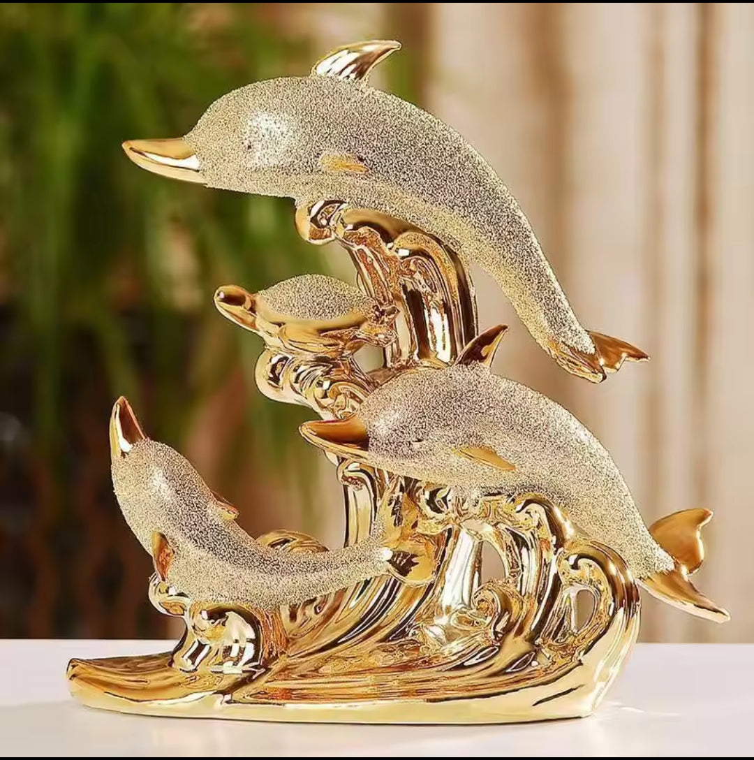 Gold Dolphin Decor  Elegant Home Accent