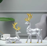 2 Pcs Golden Deer Figurines