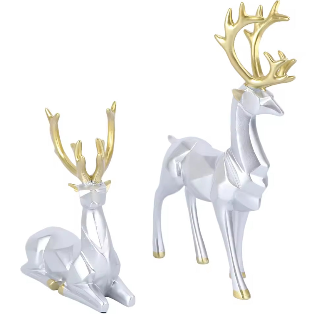 2 Pcs Golden Deer Figurines