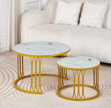 High Quality Luxury Nesting Coffee Table Set  Black Marble & Gold Finish