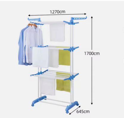 Portable Movable Efficient  Foldable 4 Tier Cloth Drying Rack | Made of Plastic & Iron | Compact for More Clothes| Quick Setup Drying Rack