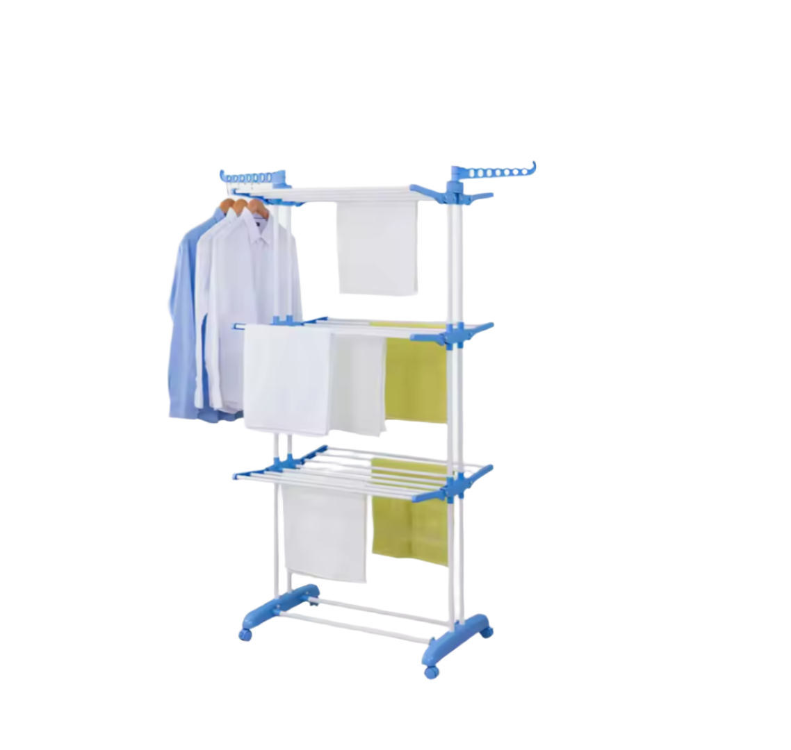 Portable Movable Efficient  Foldable 4 Tier Cloth Drying Rack | Made of Plastic & Iron | Compact for More Clothes| Quick Setup Drying Rack