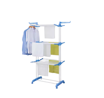 Portable Movable Efficient  Foldable 4 Tier Cloth Drying Rack | Made of Plastic & Iron | Compact for More Clothes| Quick Setup Drying Rack