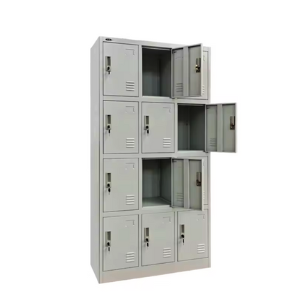 Multifunctional 12-Door Metal Staff Locker – Office & Bedroom Wardrobe Safe Locker, Durable Iron Storage Cabinet | Offices, Bedrooms, Schools, Gyms, & Staff Rooms