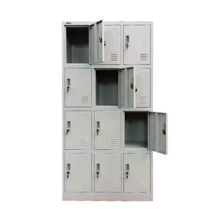 Multifunctional 12-Door Metal Staff Locker – Office & Bedroom Wardrobe Safe Locker, Durable Iron Storage Cabinet | Offices, Bedrooms, Schools, Gyms, & Staff Rooms