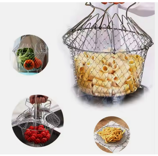 Stainless Steel Chef Basket – Versatile Cooking and Straining Tool