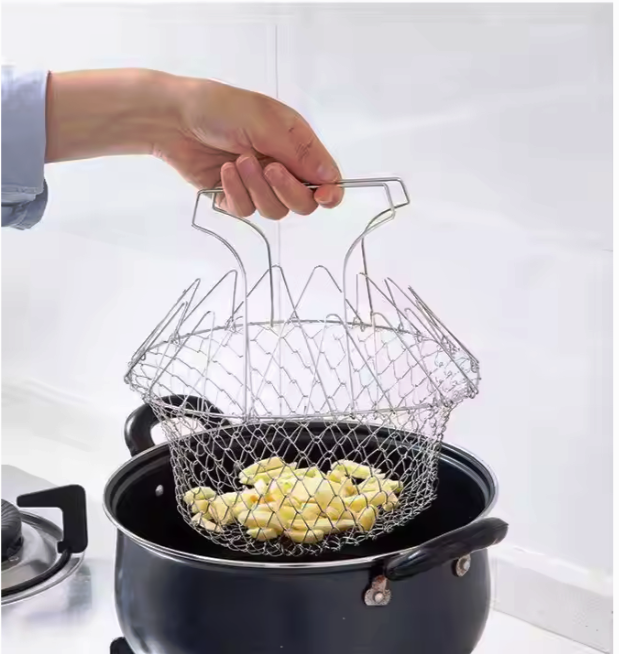 Stainless Steel Chef Basket – Versatile Cooking and Straining Tool