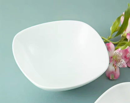 36pcs | 6 Quadra Square Multipurpose Bowls (145mm)| White Plain, Versatile Serving Bowls for Dining