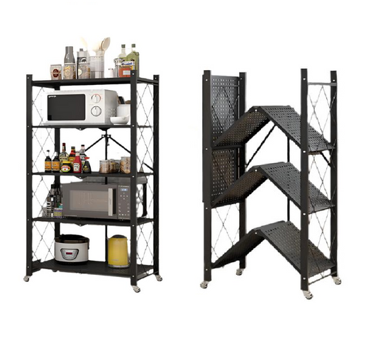 5 Tier Foldable Movable Metallic Storage Rack