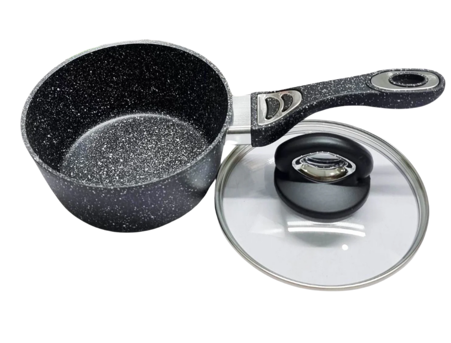 Baroly Heavy Granite Sauce Pans with Lids | German Brand | Durable Non-Stick Cooking Pans | 16cm, 18cm, 20cm Sizes