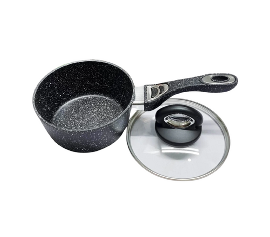 Baroly Heavy Granite Sauce Pans with Lids | German Brand | Durable Non-Stick Cooking Pans | 16cm, 18cm, 20cm Sizes