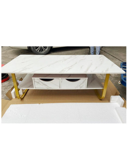 Coffee Table with 2 Drawers | 120cm by 60 cm| Modern Design|MDF and Steel