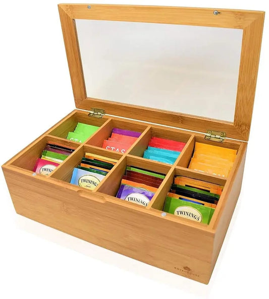 Bamboo Tea Bag Organizer | Eco Friendly Natural Bamboo Storage Solution for Tea Lovers