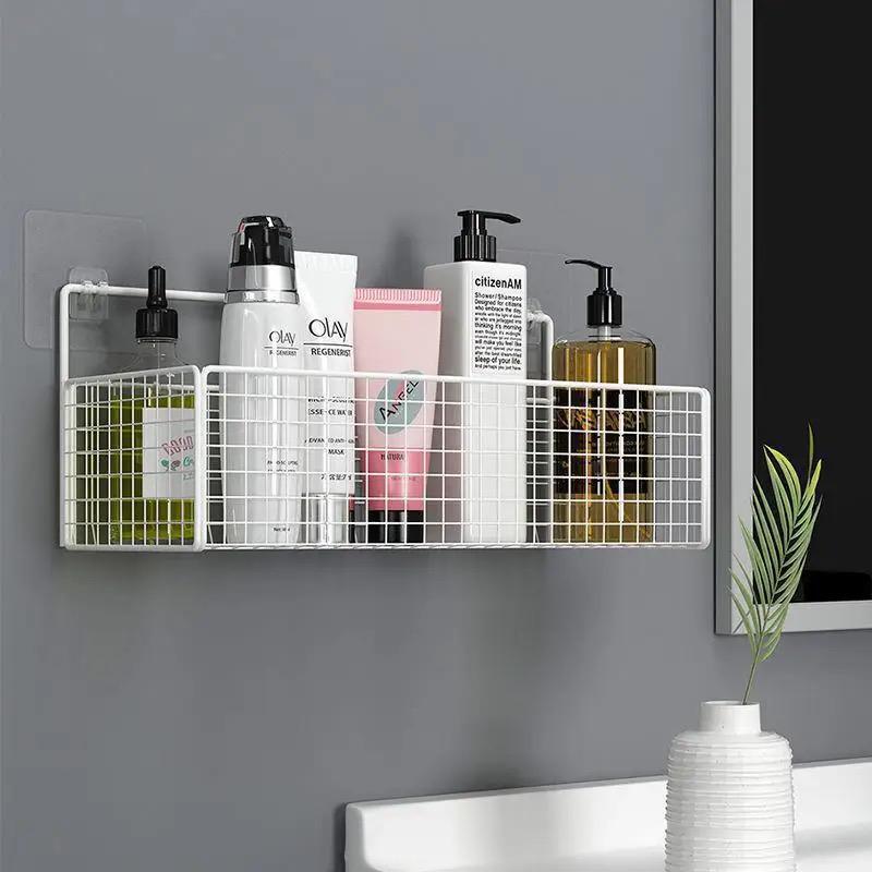 Wall Self Adhesive | Transparent 2pcs Wire Shelf Rack Hooks| Drill-Free Bathroom Office & Kitchen Storage